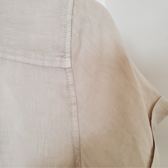 100% Linen Beige Short Sleeve Shirt - sz XS/S - Picture 5 of 11